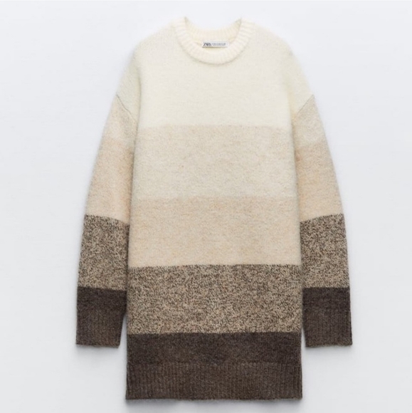 Zara Oversized Long Sweater Tunic Cream Size XS - Picture 10 of 14